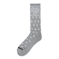 Grey crew sock with white bandana paisley pattern