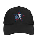 Black snapback cap with embroidered star basketball logo on the front