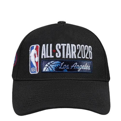 Black snapback cap with front All Star 2026 wordmark and NBA logo patch