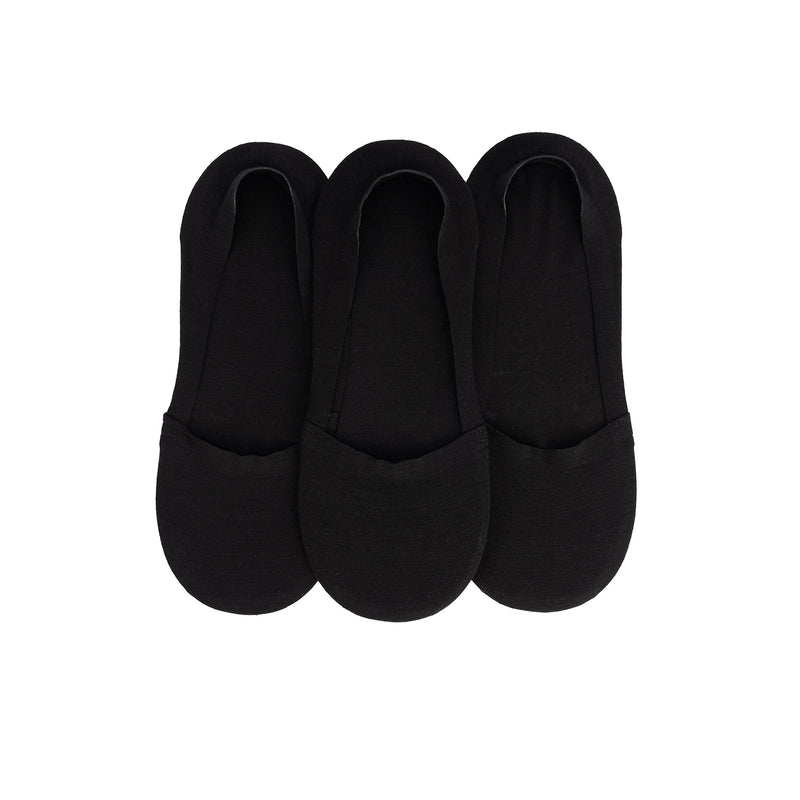 3-pack black silicone cap-toe liner socks, medium