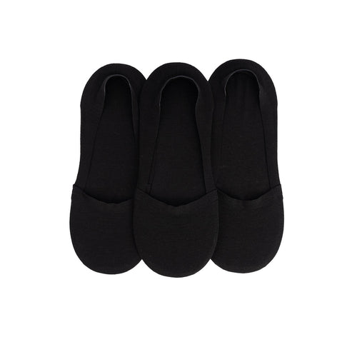 3-pack black silicone cap-toe liner socks, medium