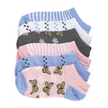 6-pack x-small no-show socks, pastel butterfly and floral patterns, mixed colors