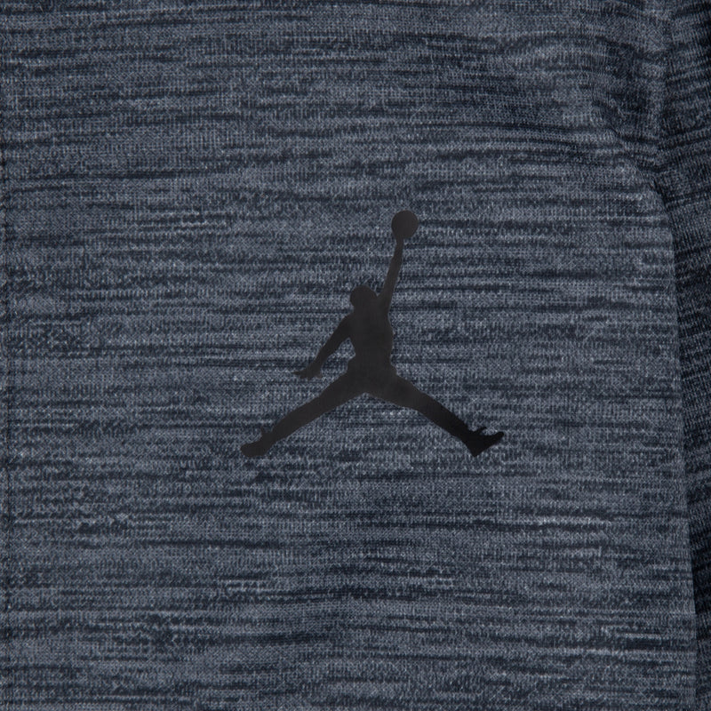 Jordan Jumpman logo on heather grey tricot fabric.