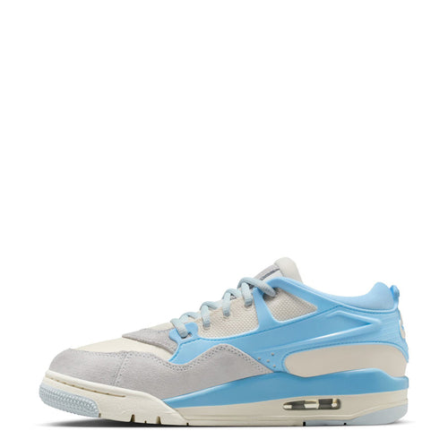 Women's lace-up sneaker, light blue paneling over pale ivory with Air window.