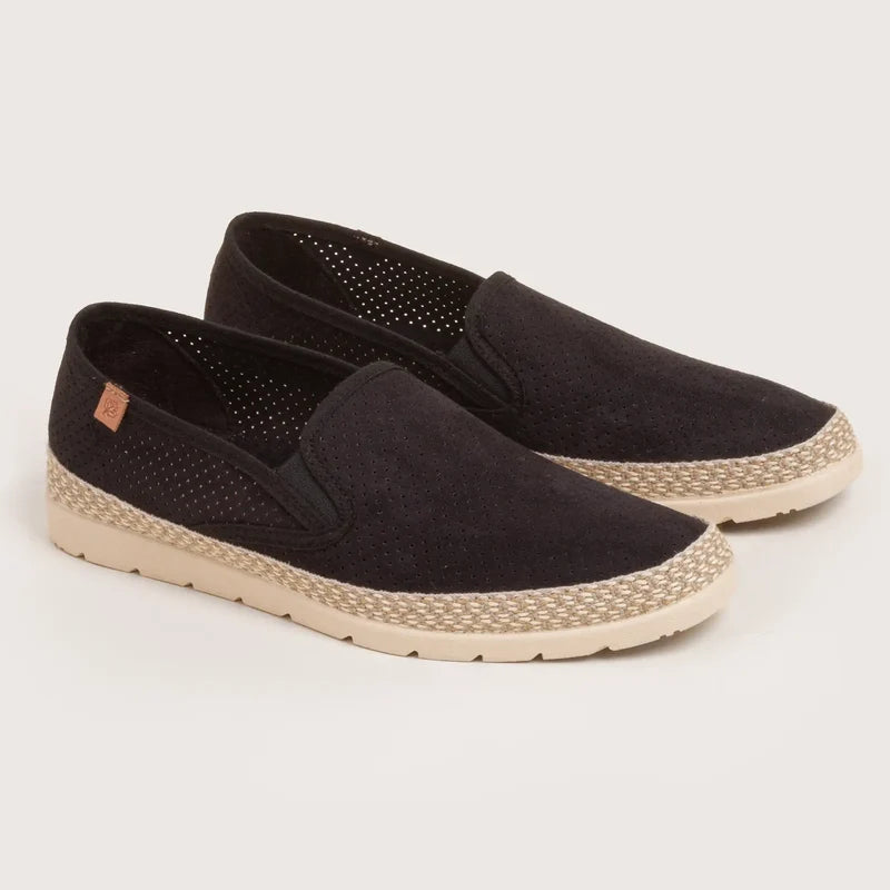 Alva - Black Perforated Suede