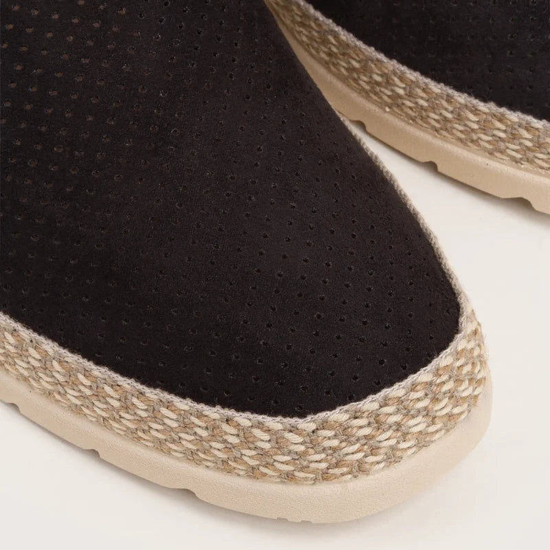 Alva - Black Perforated Suede