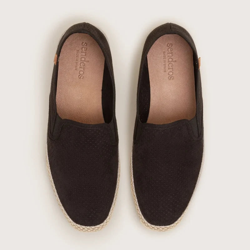 Alva - Black Perforated Suede