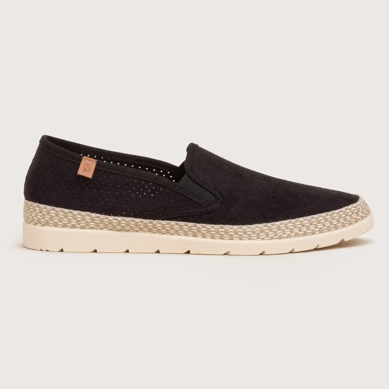Alva - Black Perforated Suede