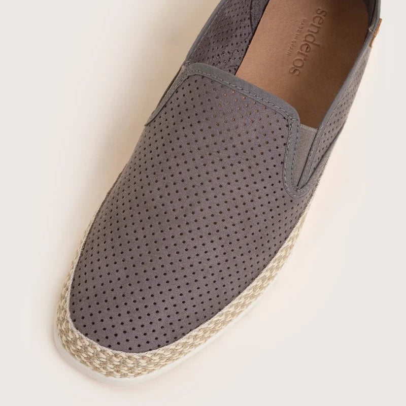 Alva - Grey Perforated Suede