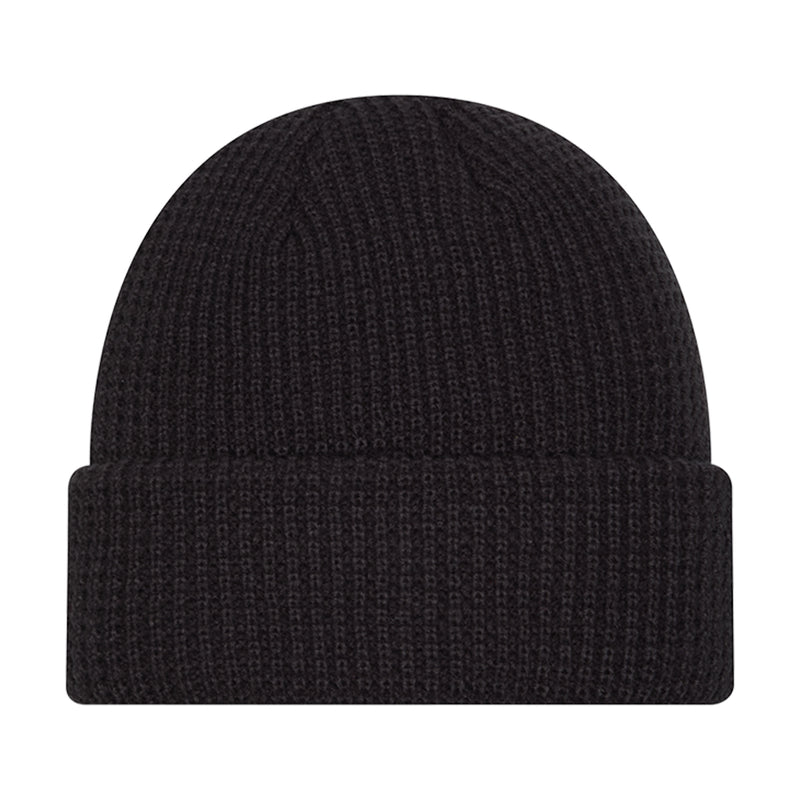 Dark knit waffle beanie with folded cuff