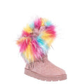 bamboo frozen-01 women mid calf boot suede faux fur tassel outdoor winter snow suede flat shoes