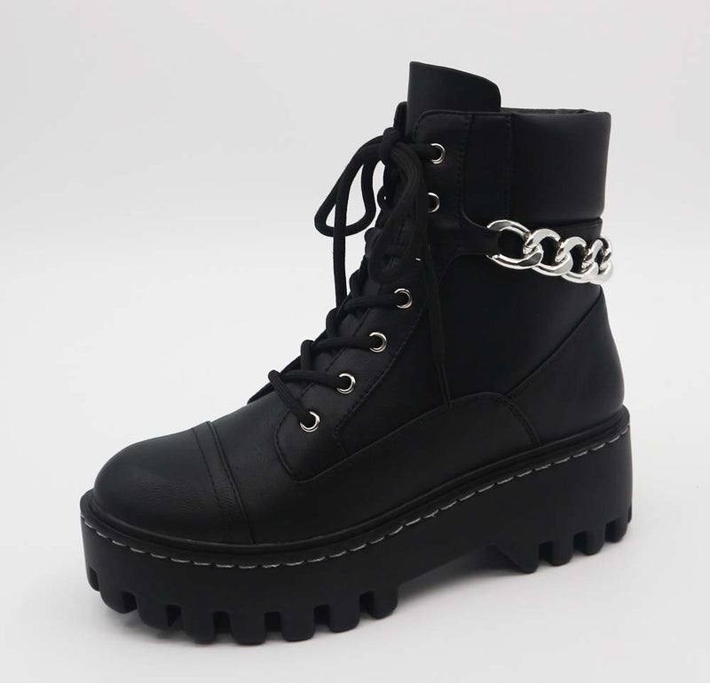Platform Chunky Heels Ankle Punk Boots Black | Shoe Time