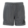 Men's iron grey baseball flow shorts with drawstring elastic waist and patterned fabric