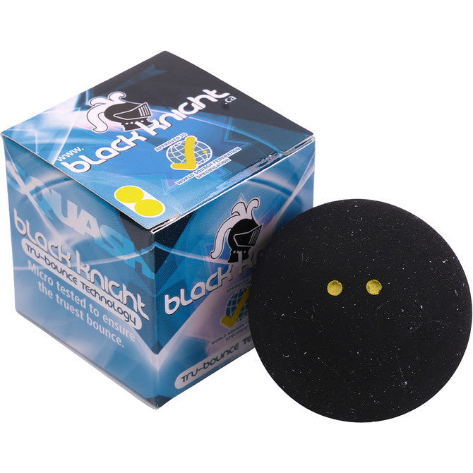 Black Knight Tru-Bounce Technology Double Yellow DOT Squash Balls