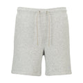 Heather grey men's fleece shorts with drawstring elastic waistband