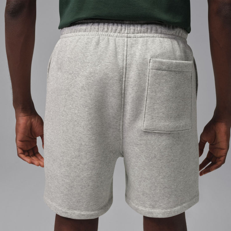 Heather grey men's fleece shorts with side pocket detail