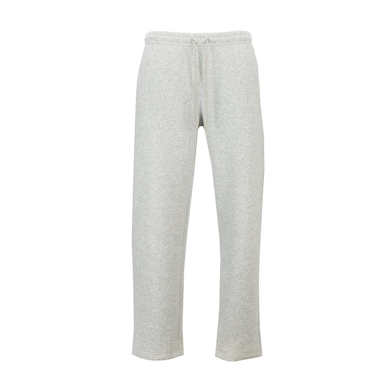 Men's heather grey oversized sweatpants with elastic waistband and drawstring