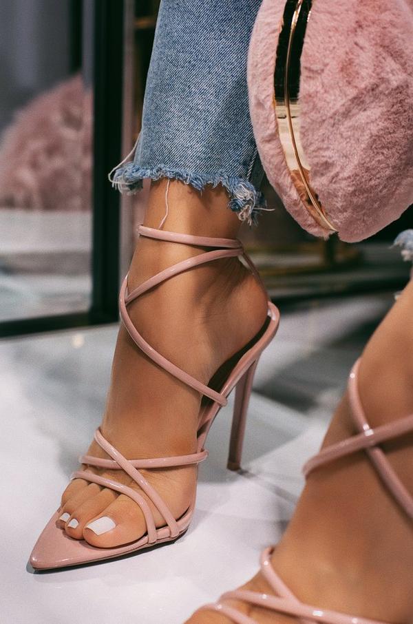 Nude Cape Robbin ADA Strappy Open Stiletto Heels | Shoe Time