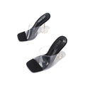 Black Cape Robbin Ahmee Saying Hello Clear Heels | Shoe Time