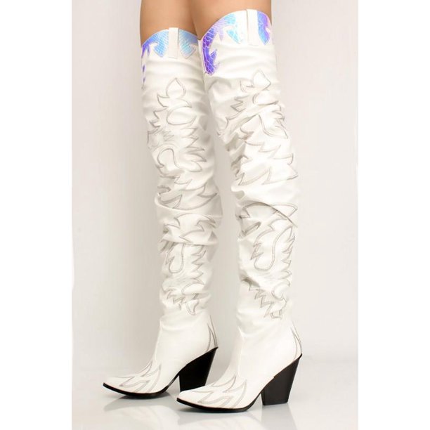 White Western Over The Knee Boots Kelsey-21 by Cape Robbin