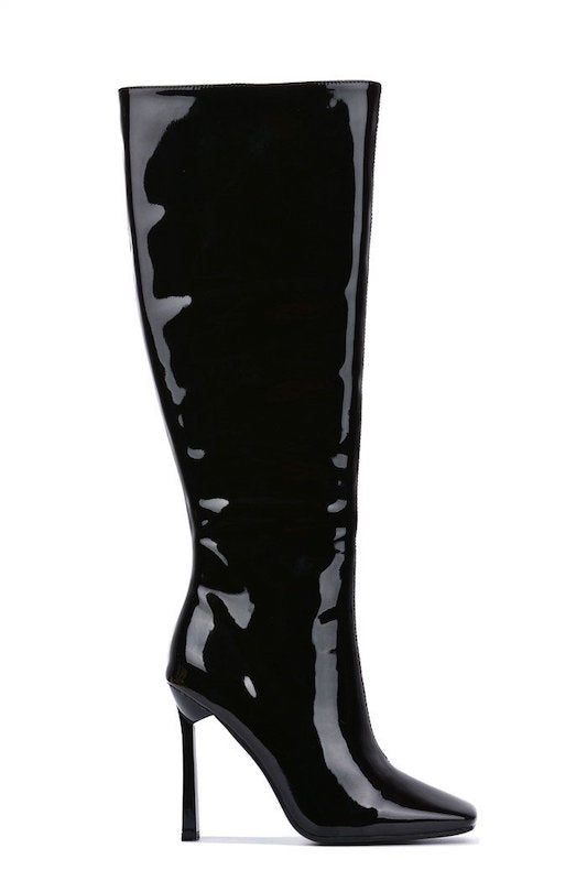 Cape Robbin SIMONI High Heel Patent Square Toe Knee High Boots