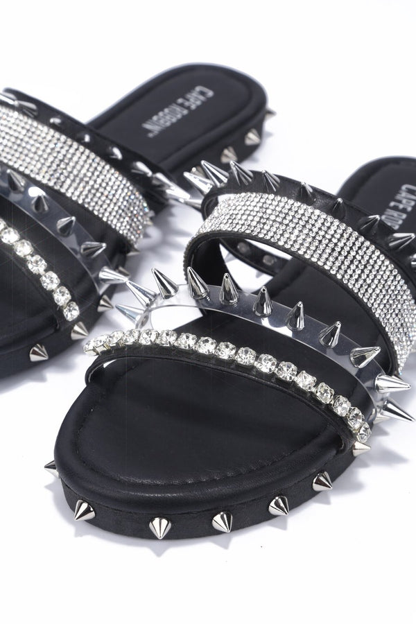 Cape Robbin XTREME women Flat sandals with rhinestone bars