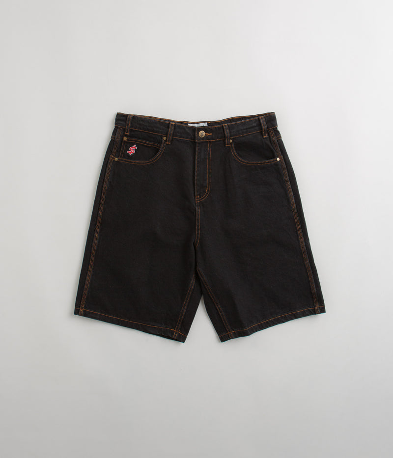 Cash Only Logo Denim Shorts in Washed Black