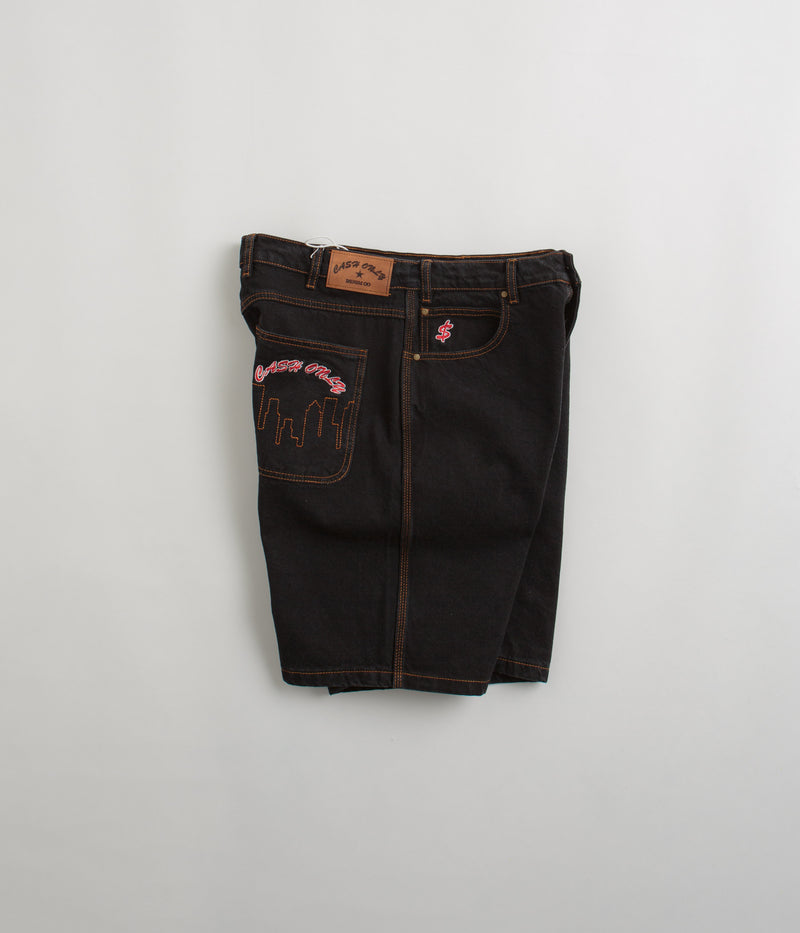Cash Only Logo Denim Shorts in Washed Black