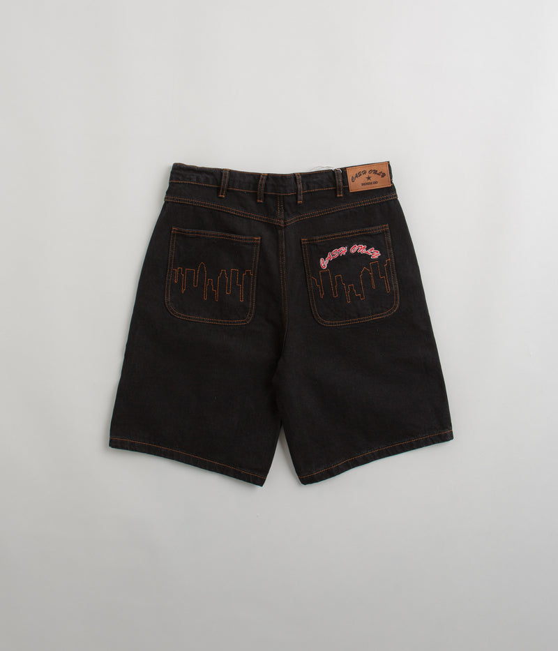 Cash Only Logo Denim Shorts in Washed Black