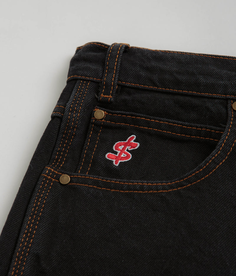 Cash Only Logo Denim Shorts in Washed Black
