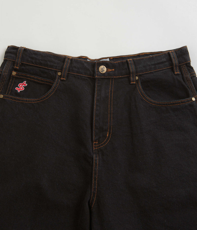 Cash Only Logo Denim Shorts in Washed Black