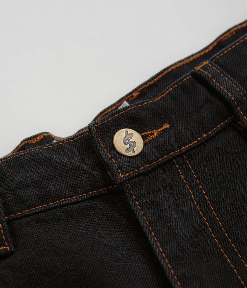 Cash Only Logo Denim Shorts in Washed Black