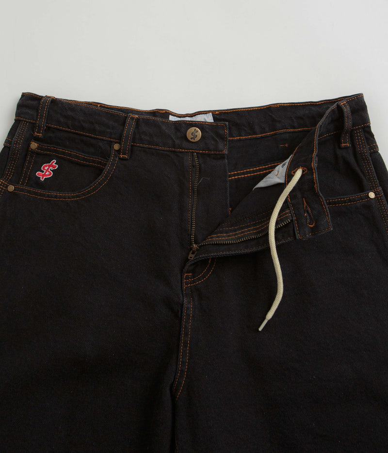 Cash Only Logo Denim Shorts in Washed Black