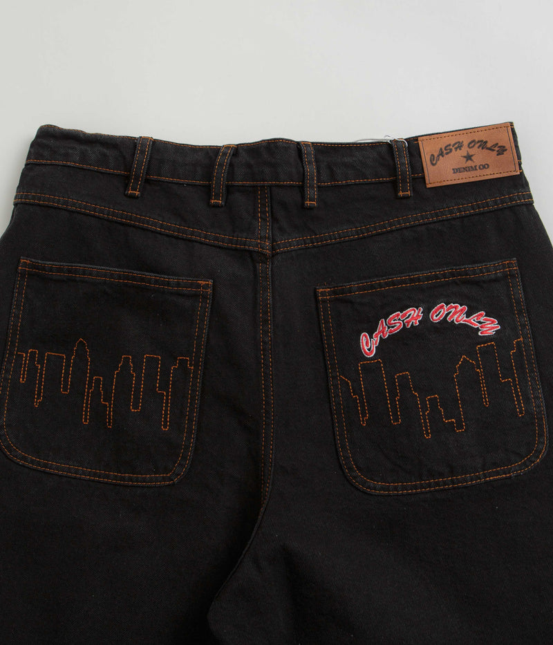 Cash Only Logo Denim Shorts in Washed Black