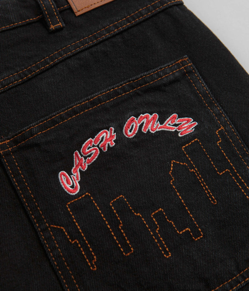 Cash Only Logo Denim Shorts in Washed Black