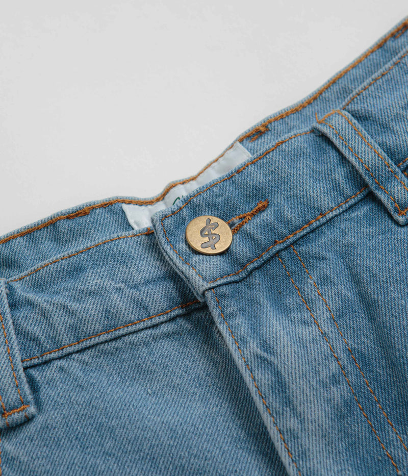 Cash Only Logo Denim Shorts in Washed Indigo