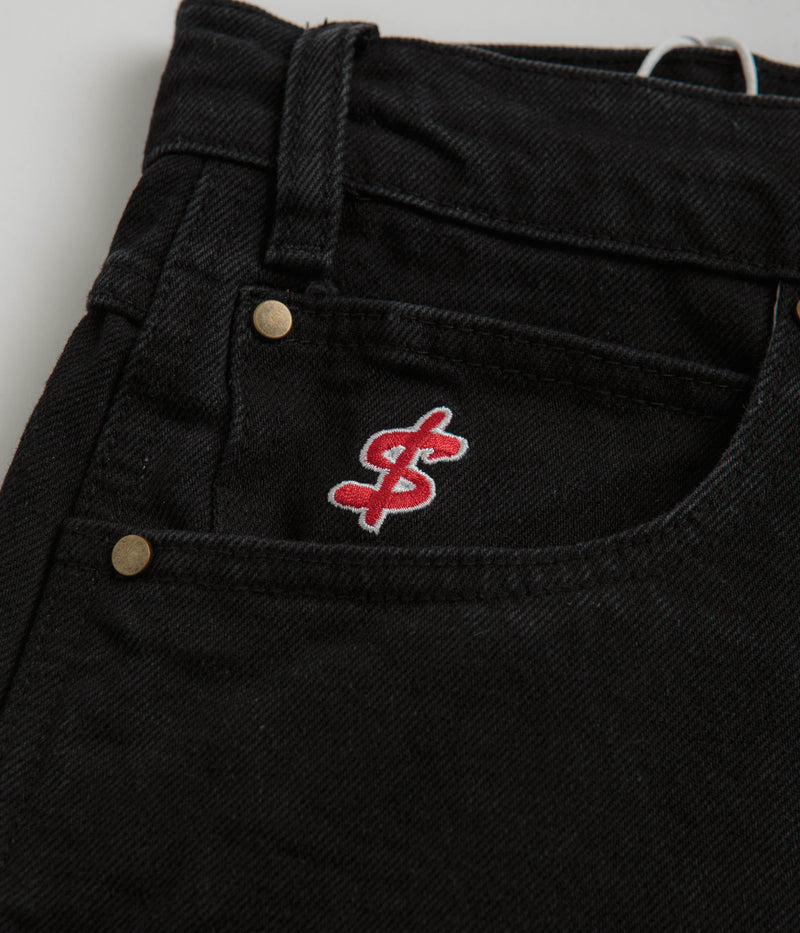 Cash Only Records Denim Shorts in Black