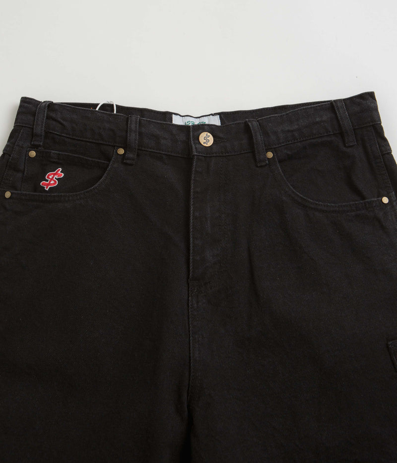 Cash Only Records Denim Shorts in Black