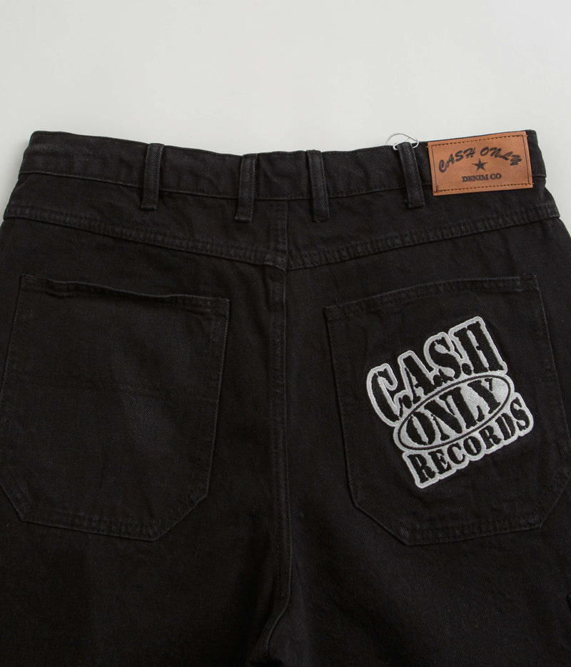 Cash Only Records Denim Shorts in Black