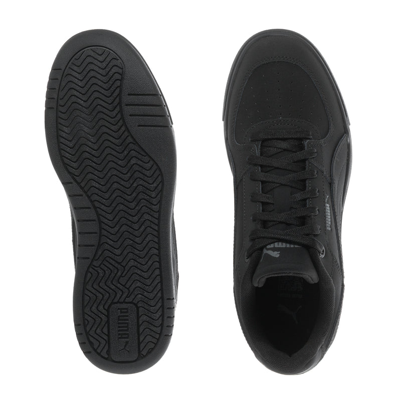 Puma youth black sneaker outsole and inner view of the upper