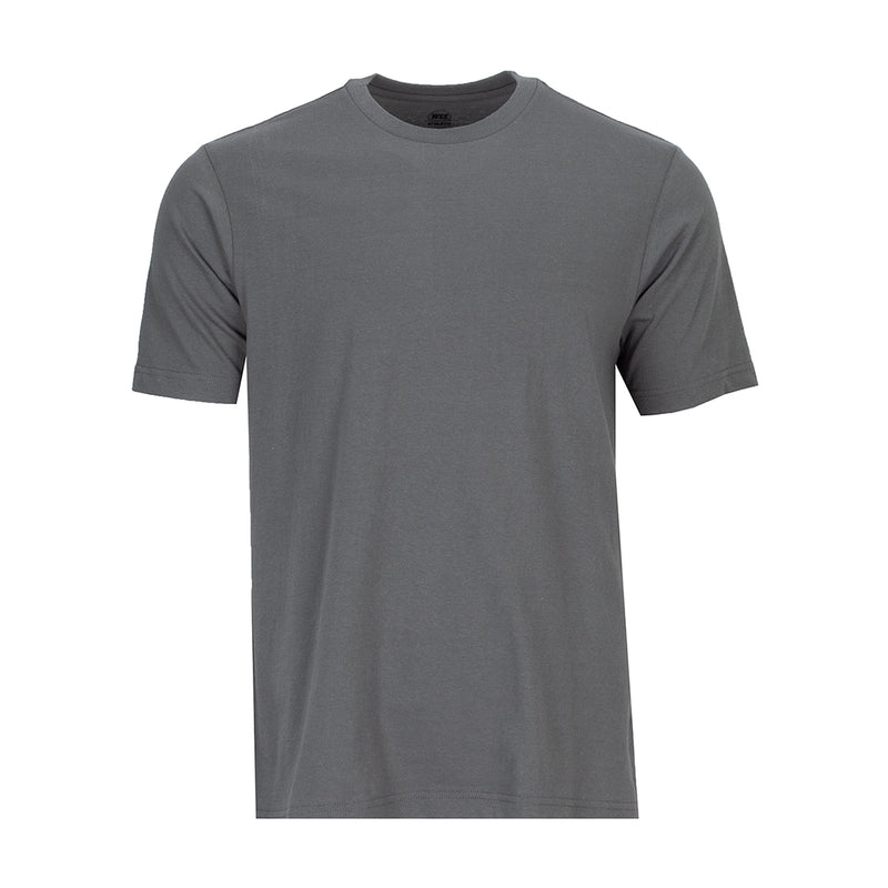 Men's crew neck short-sleeve T-shirt in castlerock gray, plain front.