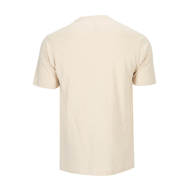 Men's chalk crew-neck short-sleeve T-shirt, light cream back view