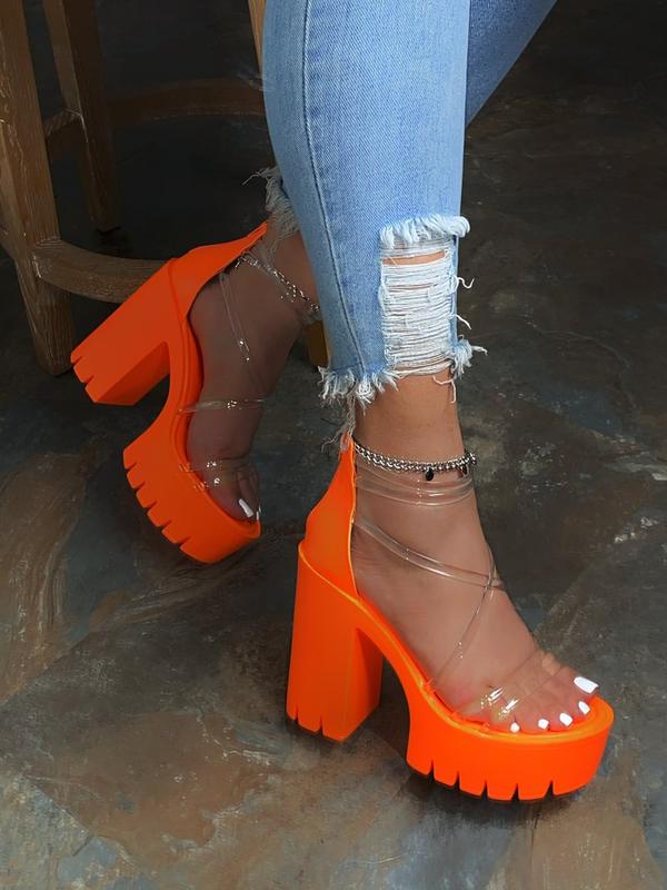 Clear Upper Material Lug Sole Platform Chunky Heel SHILOH