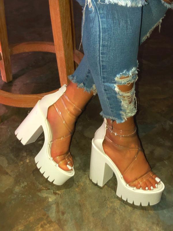 Clear Upper Material Lug Sole Platform Chunky Heel SHILOH