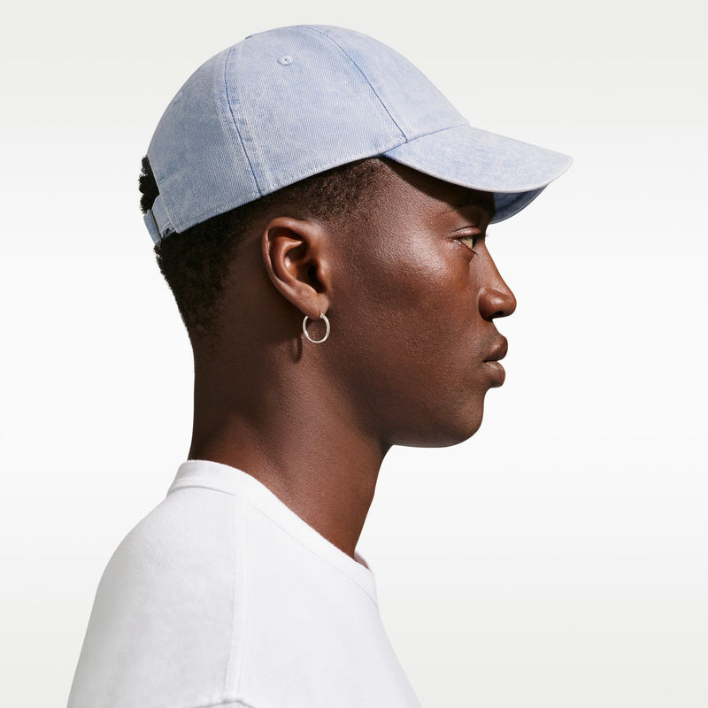 Light blue denim Nike unstructured cap with curved bill and stitched seams