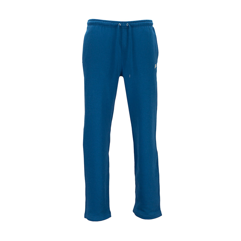 Men's court blue fleece open-hem pants with drawstring waist and cuffed legs