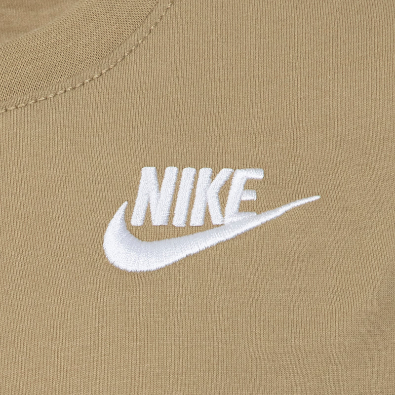 Beige kids T-shirt with white NIKE swoosh logo on chest