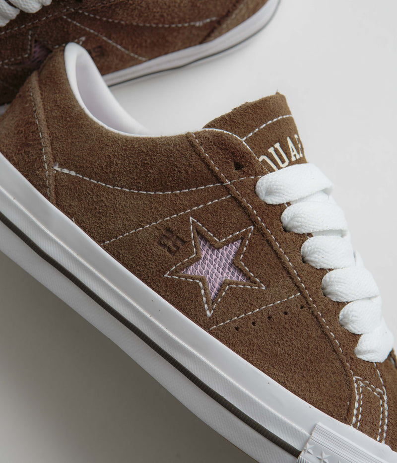 Converse x Quartersnacks One Star Pro Ox Shoes in Dark Clove and White / Cherry