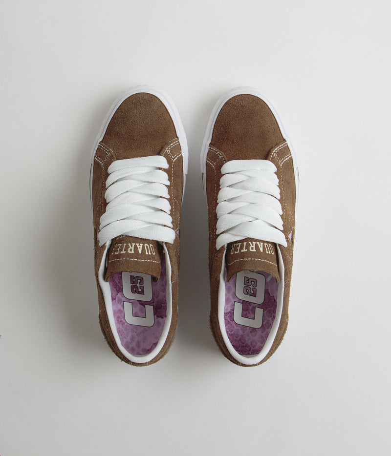 Converse x Quartersnacks One Star Pro Ox Shoes in Dark Clove and White / Cherry