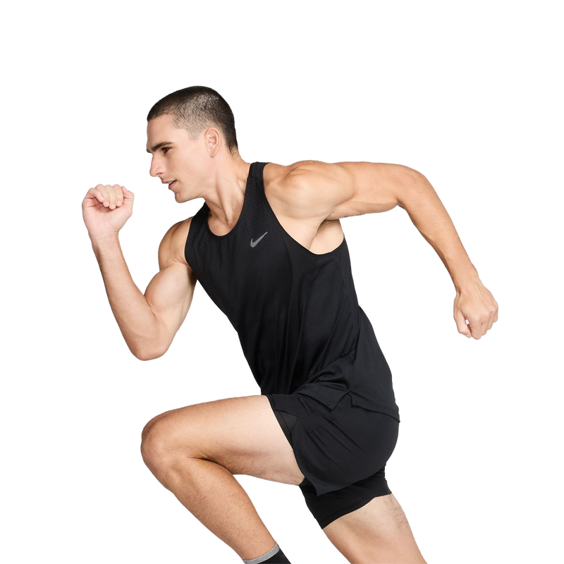 Dri FIT Stride Tank Black Grey Mens